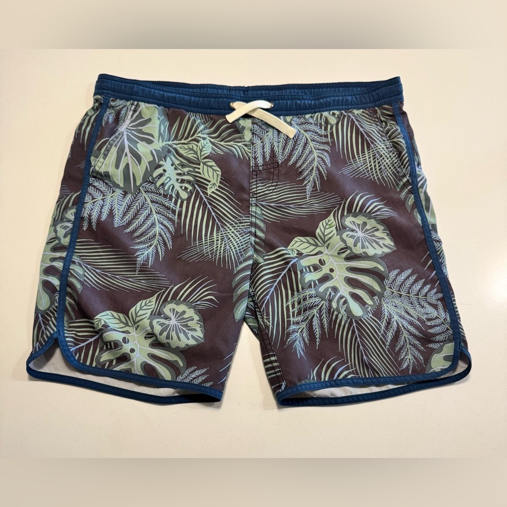 Fair Harbor Kids Anchor Swim Trunk Palm Leaf Beach Pool Youth Boys XL